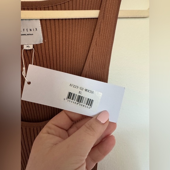 NEW All Fenix Ribbed Maxi Dress Mocha Brown Fitted Bodycon Anthro Size XL NWT - Picture 4 of 7